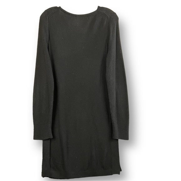 Anthropologie Moth Black Cotton Linen Rib Stitch Split Sweater Tunic Top Size M - Picture 8 of 11